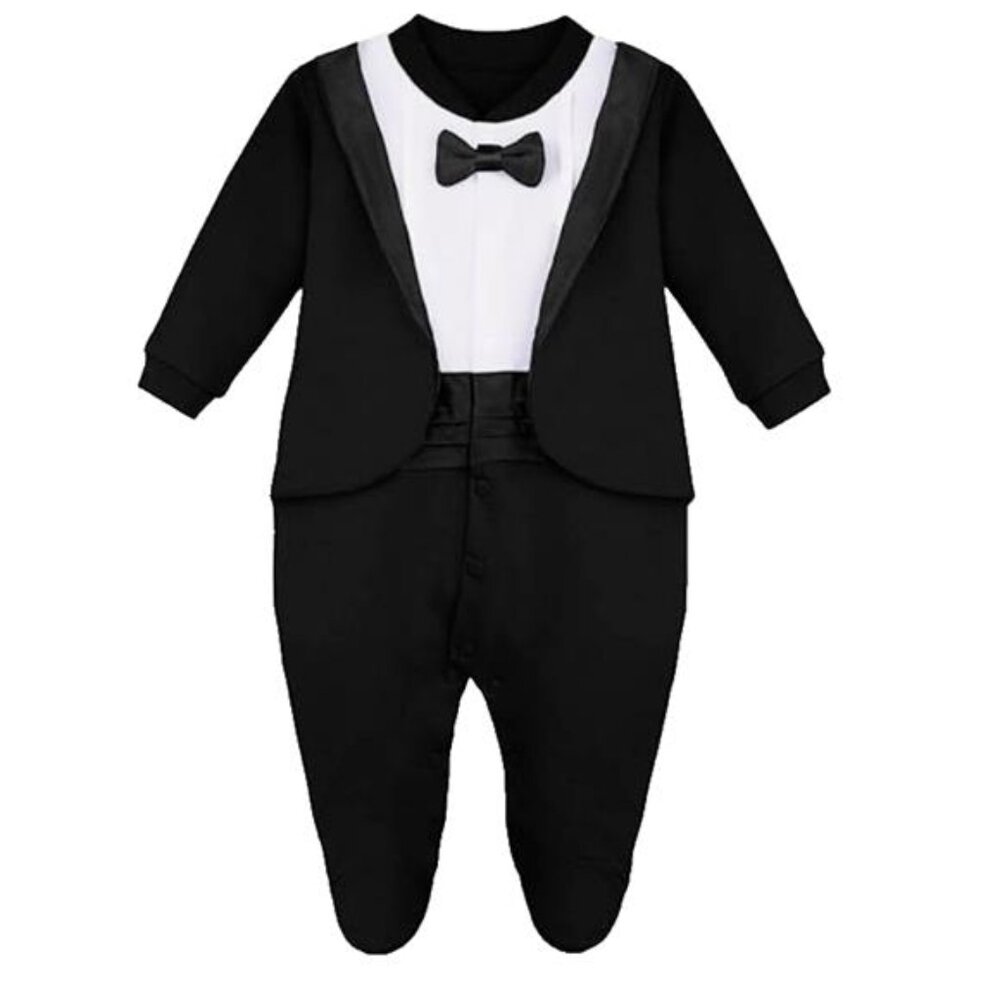 NEW Lilax Baby Boy Gentleman Tuxedo Black Size 6 Months